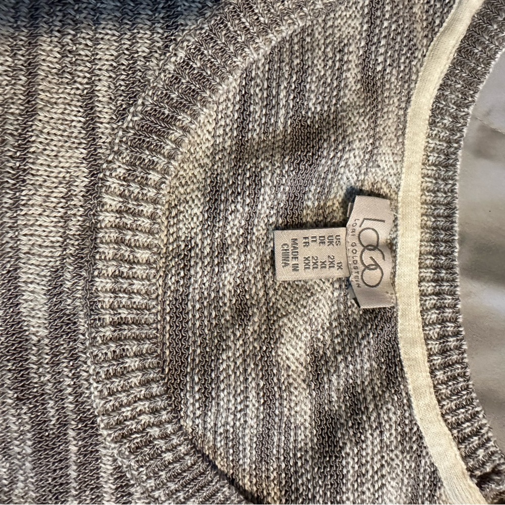 LOGO by Lori Goldstein Gray and Cream Tank Top